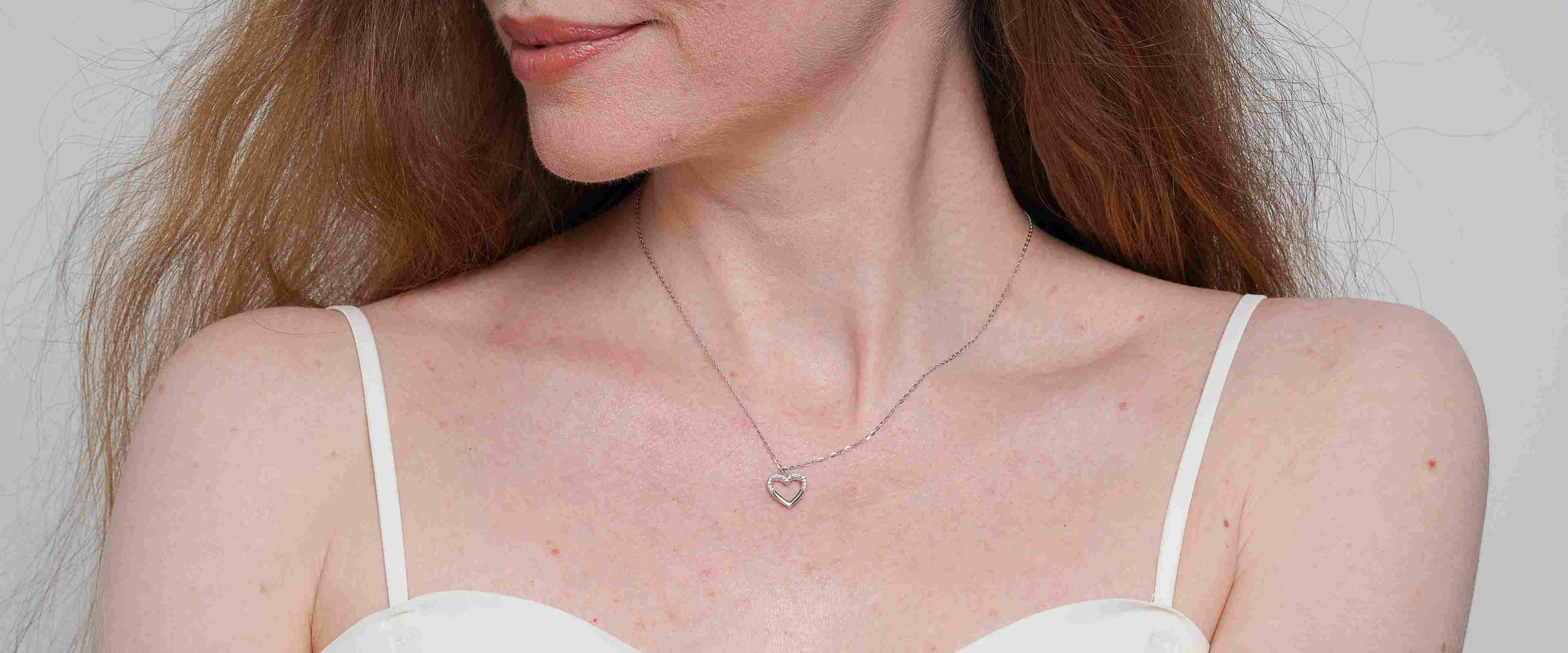Shining Star Jewelry Adjustable Diamond Hollow Heart Shape Pendant Fine Necklace Shining Star Jewelry Adjustable Diamond Hollow Heart Shape Pendant Fine Necklace