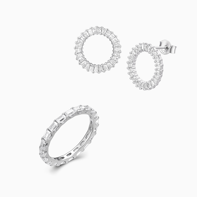 925 sterling silver women's jewelry set | Moissanite hip hop jewelry |  lab diamonds hip hop jewelry