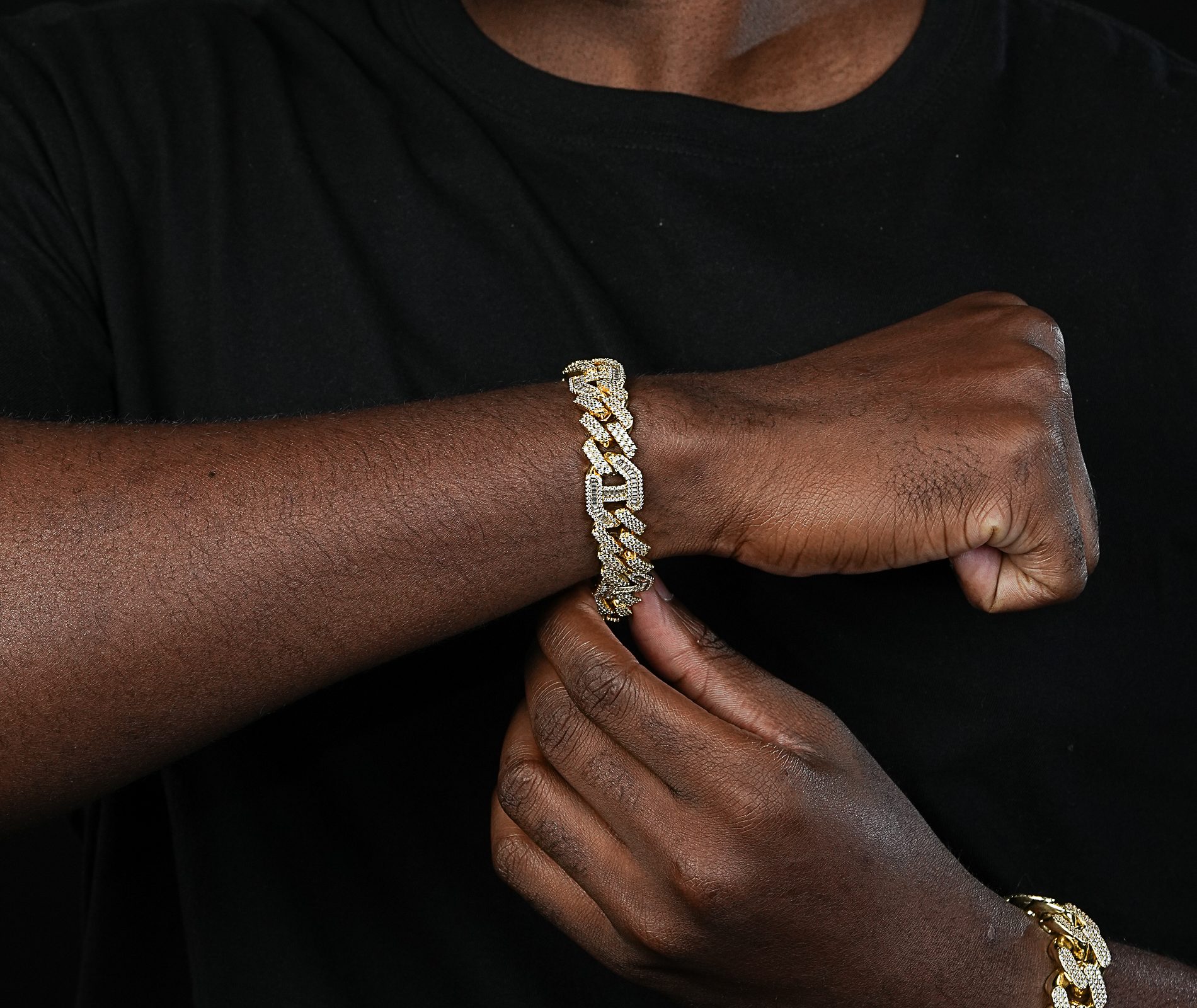 Shining Star Jewelry New Design Mens Trending Zircon Baguette Cut Cuban Bracelet