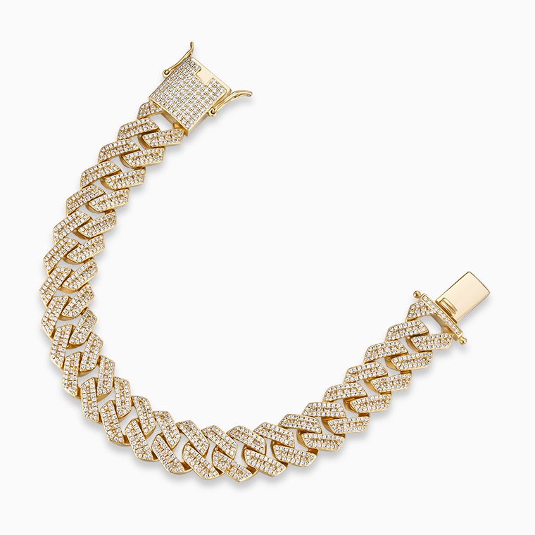 Shining Star Jewelry Trapezoid Gold Plated Micro Pave CZ Iced Out Cuban Bracelet