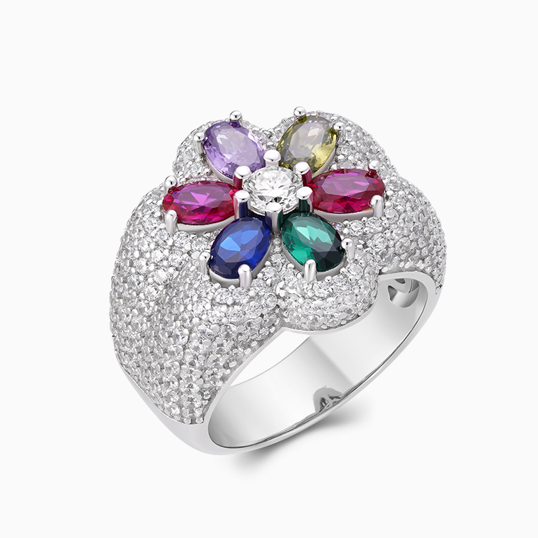 Shining Star Jewelry Mens Flower Rings 925 Sterling Silver Colorful Ring Jewelry Shining Star Jewelry Mens Flower Rings 925 Sterling Silver Colorful Ring Jewelry