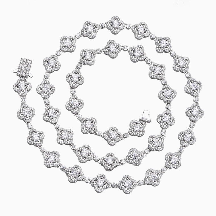 Moissanite Cuban link necklace, 925 sterling silver necklace
