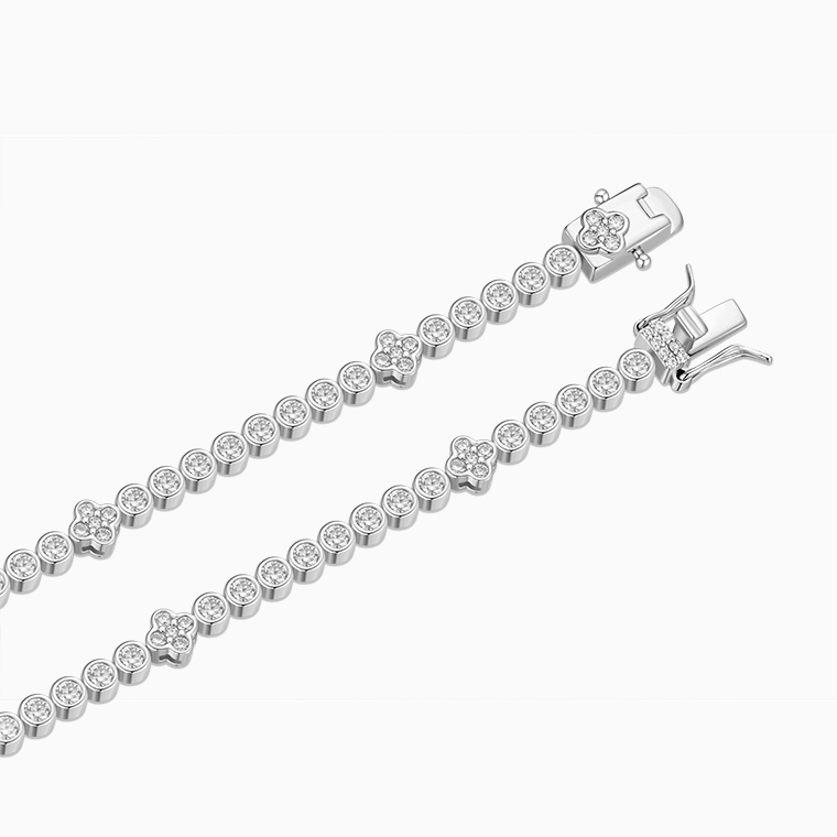 Shining Star Jewelry Moissanite Bezel Setting Colored Four Leaf Clover Bracelet Shining Star Jewelry Moissanite Bezel Setting Colored Four Leaf Clover Bracelet