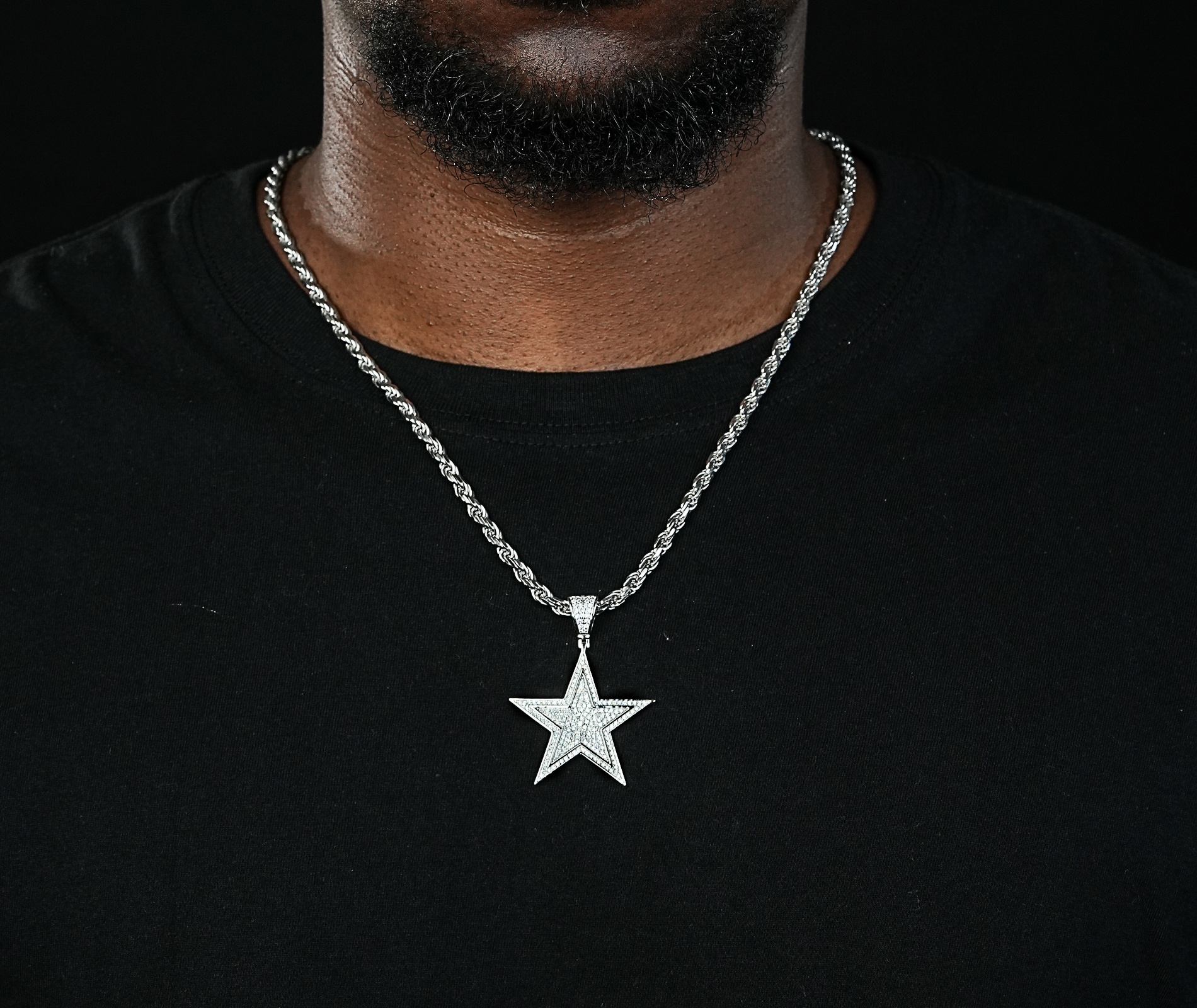 Shining Star Jewelry Fine Men Hiphop Iced Cz Star Pendant Necklaces Shining Star Jewelry Fine Men Hiphop Iced Cz Star Pendant Necklaces