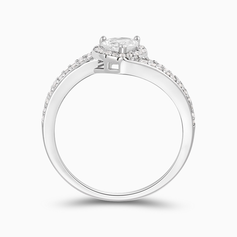 Shining Star Jewelry 0.5ct Moissanite Heart Cut Wedding Band Women's Halo Ring