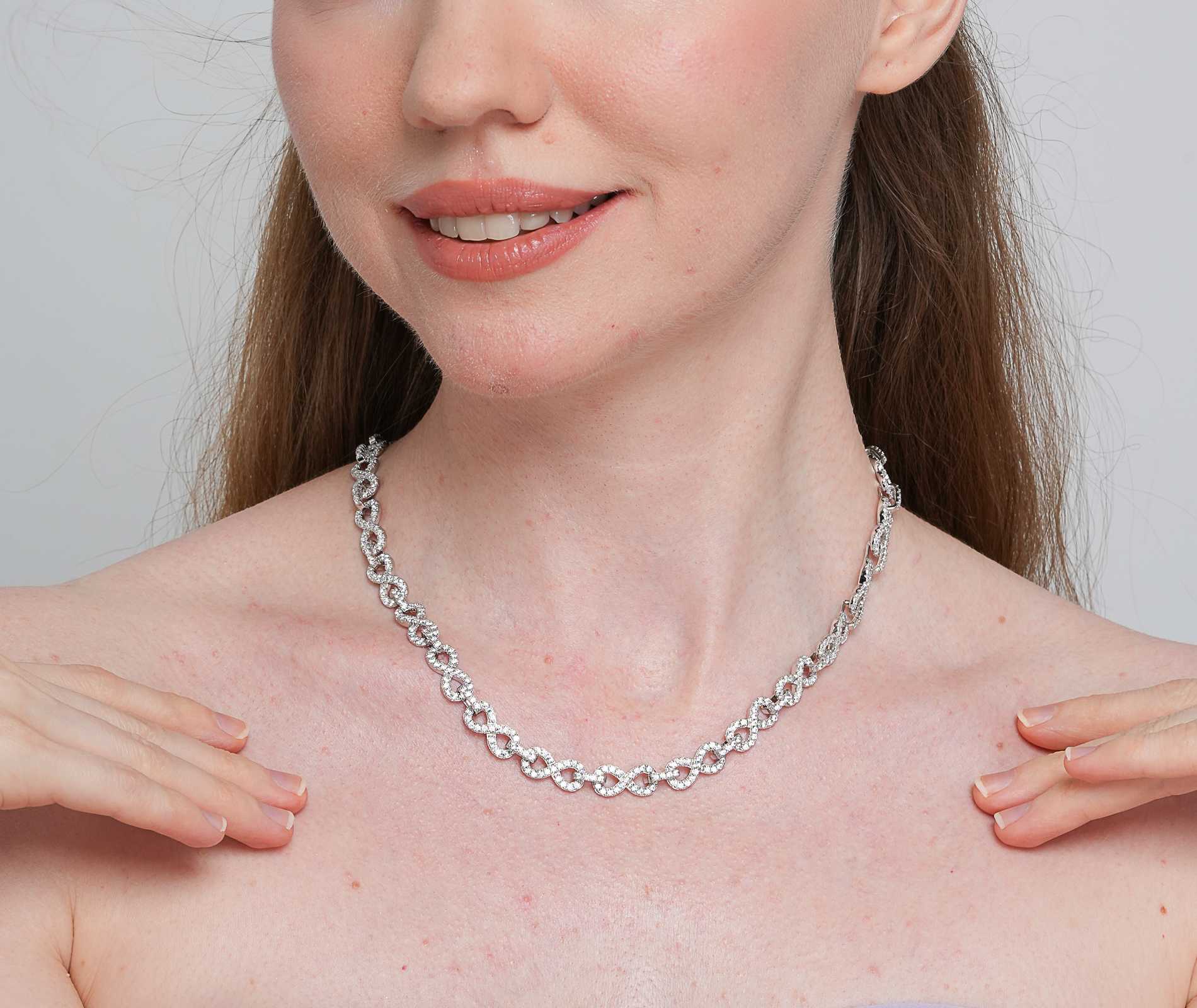 Shining Star Jewelry Fashionable 8mm 925 Silver Moissanite Thin Infinity Chain Shining Star Jewelry Fashionable 8mm 925 Silver Moissanite Thin Infinity Chain