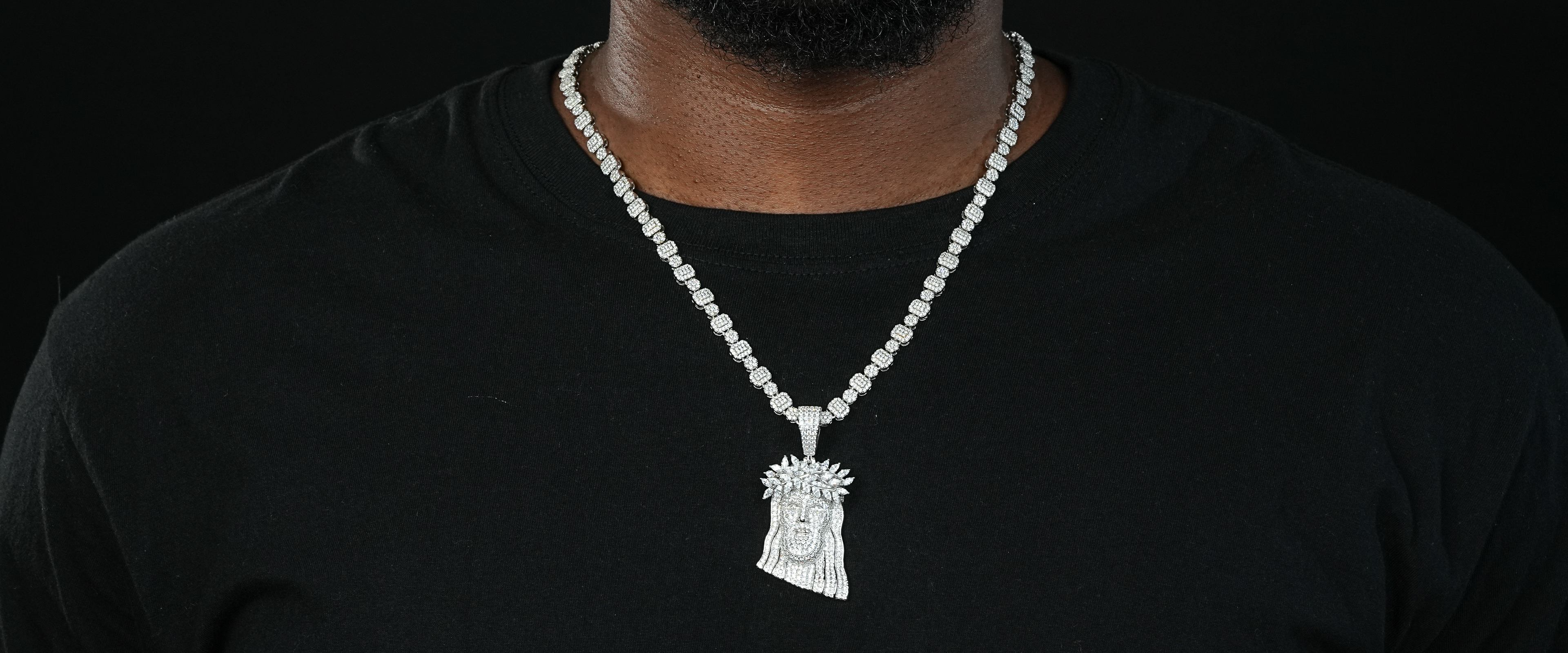 Shining Star Jewelry Bling Bling Iced 5A CZ 925 Silver Christian Jesus Pendant