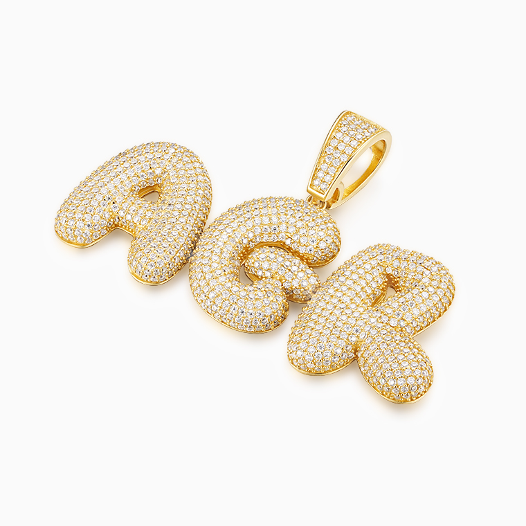 Shining Star Jewelry Custom Micro Pave 5A CZ 925 Silver Iced Out Initials Pendant