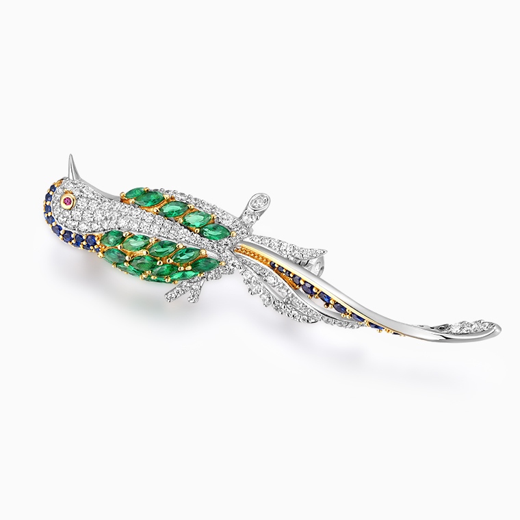 Shining Star Jewelry Elegant Style Women's 925 Silver Emerald Zircon Bird Brooch Shining Star Jewelry Elegant Style Women's 925 Silver Emerald Zircon Bird Brooch