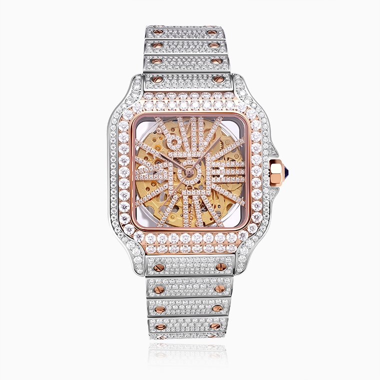 Iced Out Moissanite Mechanical Watch | D/VVS1 Stones-Shining Star