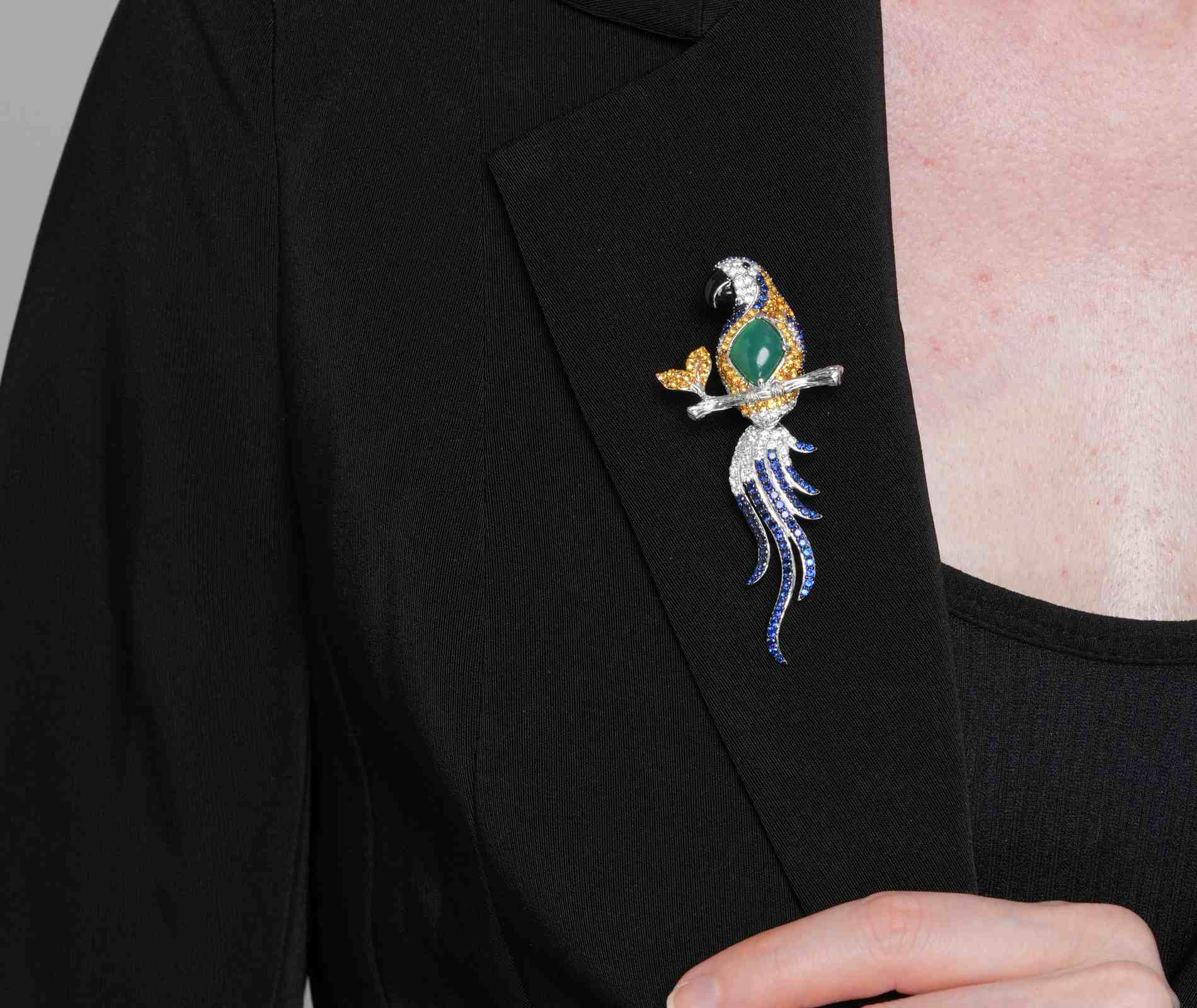 Shining Star Jewelry Women's Luxury 925 Silver Colored Zircon Bird Parrot Brooch Shining Star Jewelry Women's Luxury 925 Silver Colored Zircon Bird Parrot Brooch