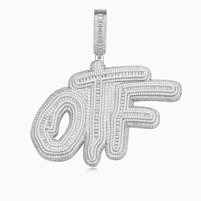 Shining Star Jewelry Micro Pave 5A Cubic Zirconia Letter OTF Pendant Necklace