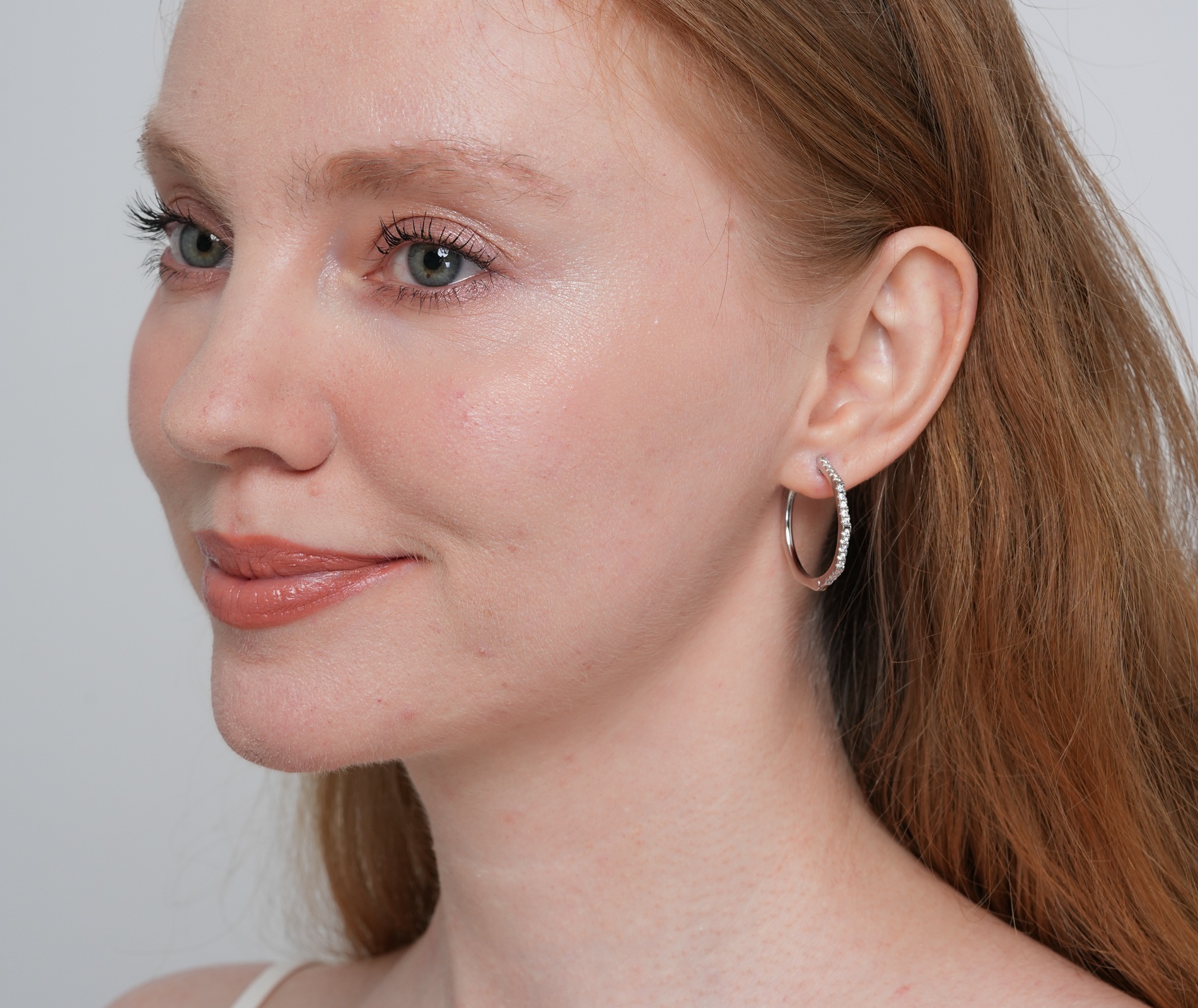 Shining Star Jewelry Fashionable Sterling Silver Zircon Women's Hoop Earrings