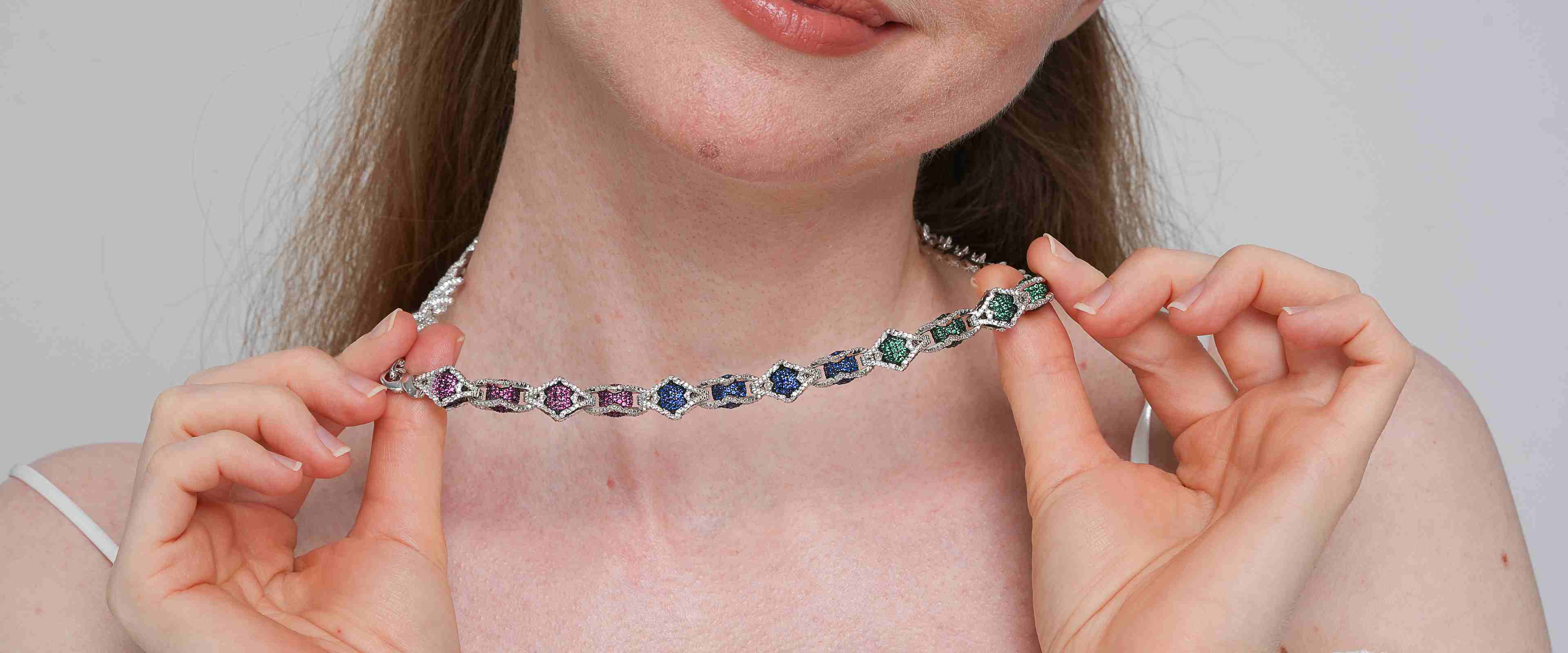 Shining Star Jewelry New Design Fashion Colored Diamond Beads Infinity Necklace Shining Star Jewelry New Design Fashion Colored Diamond Beads Infinity Necklace