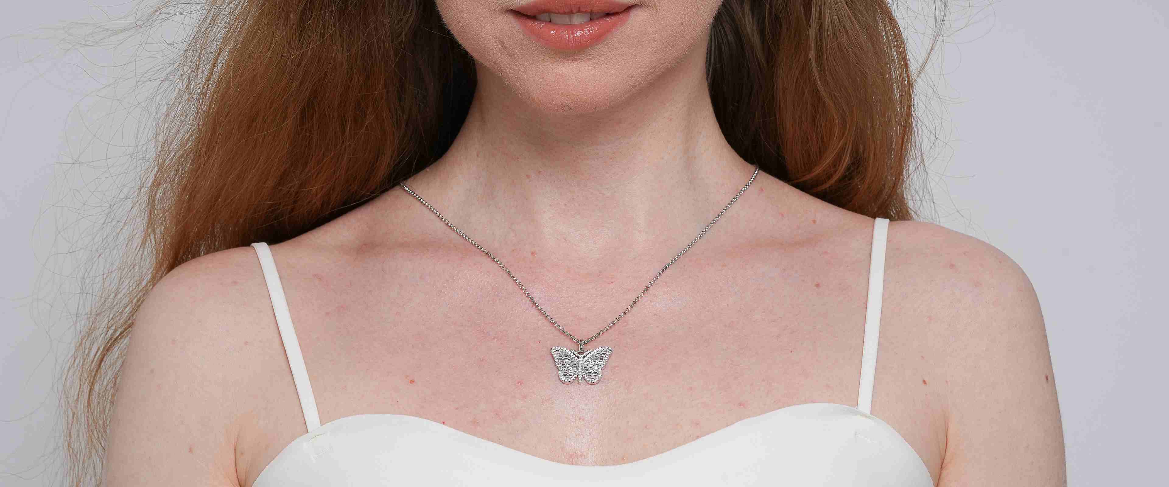 Shining Star Jewelry Luxury Baguette Moissanite Butterfly Pendant Fine Necklace Shining Star Jewelry Luxury Baguette Moissanite Butterfly Pendant Fine Necklace