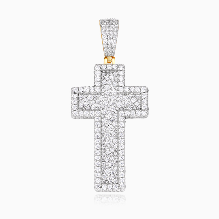 Shining Star Jewelry Iced Out Moissanite Gold Plated Cross Pendants