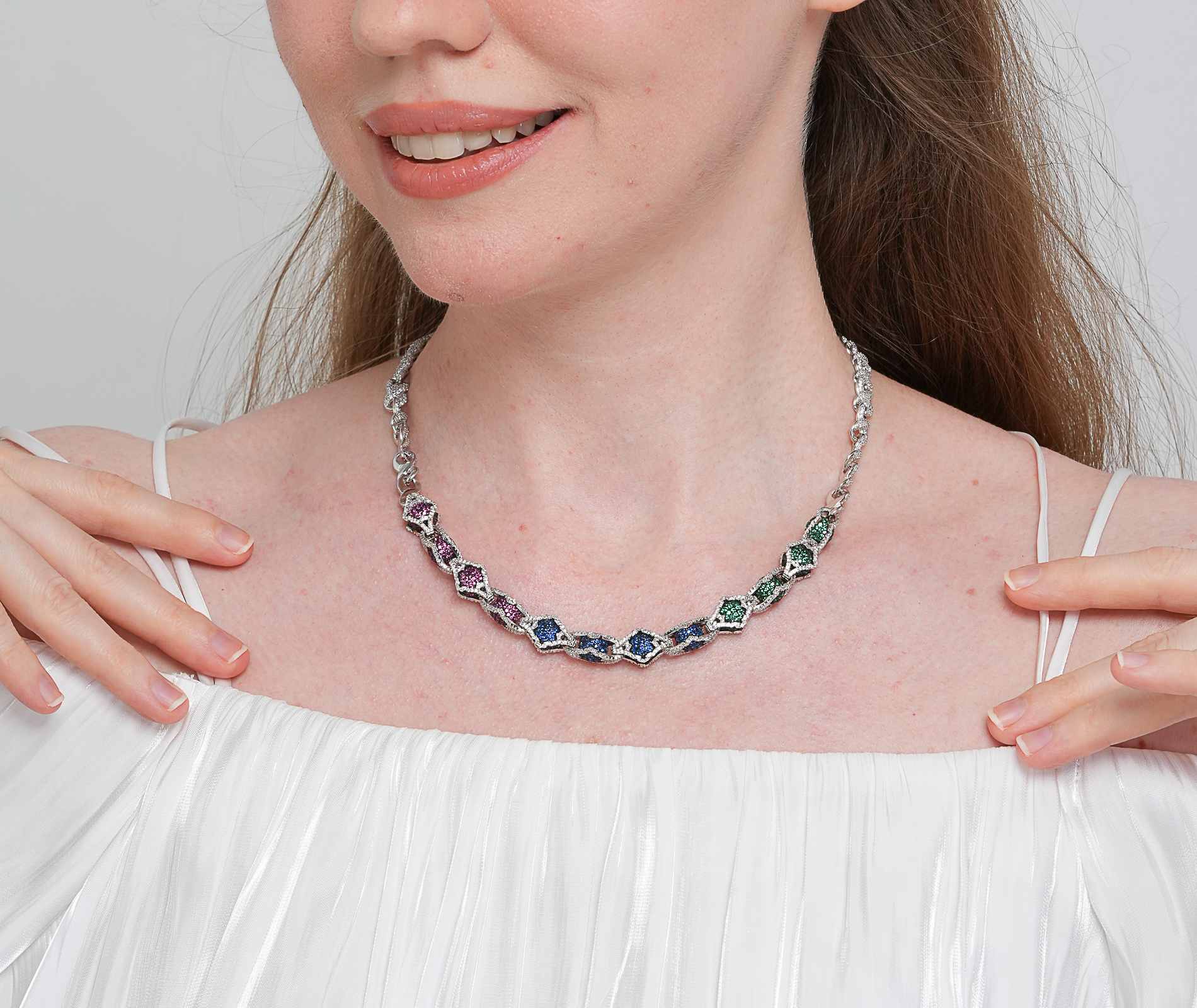 Shining Star Jewelry New Design Fashion Colored Diamond Beads Infinity Necklace Shining Star Jewelry New Design Fashion Colored Diamond Beads Infinity Necklace