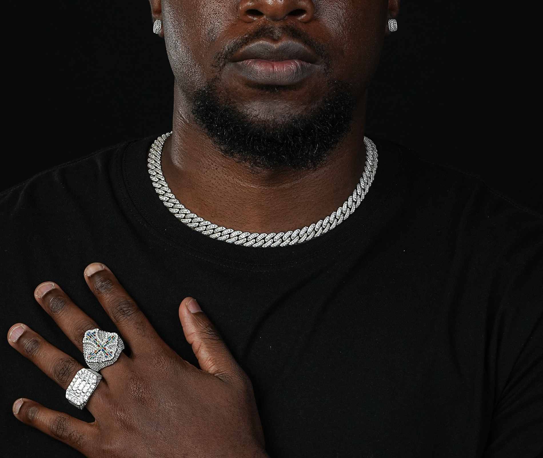 Shining Star Jewelry 14mm Sterling Silver Iced Out VVS Moissanite Cuban Necklace Shining Star Jewelry 14mm Sterling Silver Iced Out VVS Moissanite Cuban Necklace