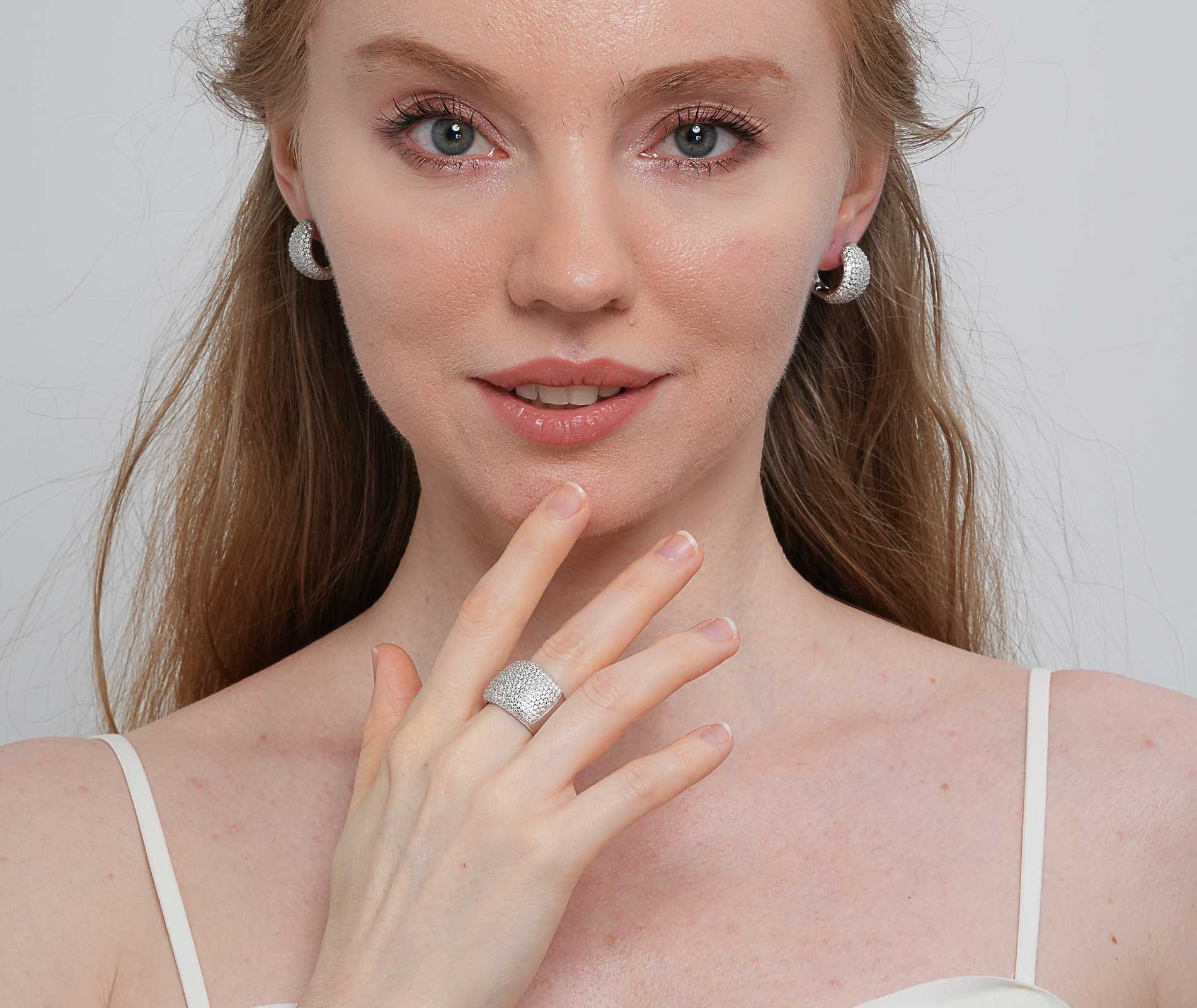 Shining Star Jewelry Women's Iced Out Zircon Chunky 925 Silver Jewelry Set Shining Star Jewelry Women's Iced Out Zircon Chunky 925 Silver Jewelry Set