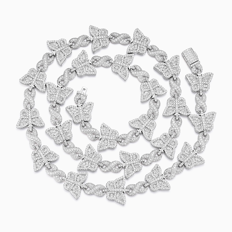 Shining Star Jewelry New Design Moissanite Infinity Link Chain Butterfly Necklace Shining Star Jewelry New Design Moissanite Infinity Link Chain Butterfly Necklace