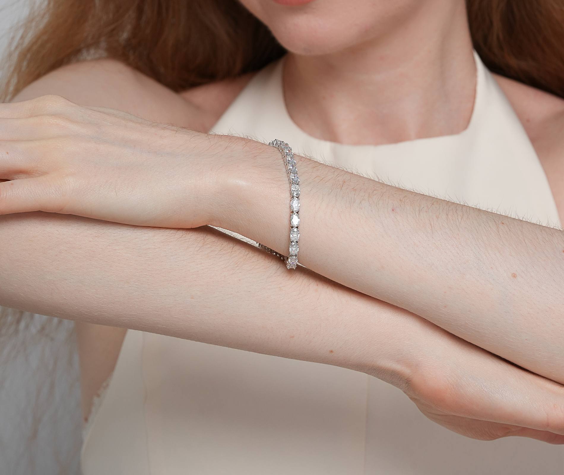 Shining Star Jewelry Women's Cubic Zirconia Oval Cut 925 Silver Tennis Bracelet Shining Star Jewelry Women's Cubic Zirconia Oval Cut 925 Silver Tennis Bracelet