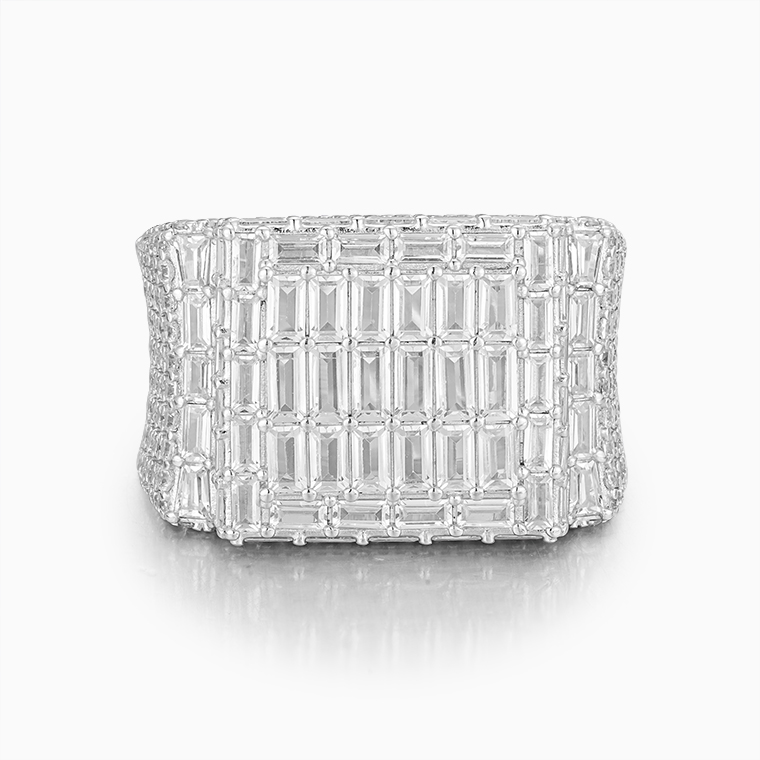 Shining Star Jewelry New Fashion Hiphop Moissanite baguette Cut Men Iced Out Ring