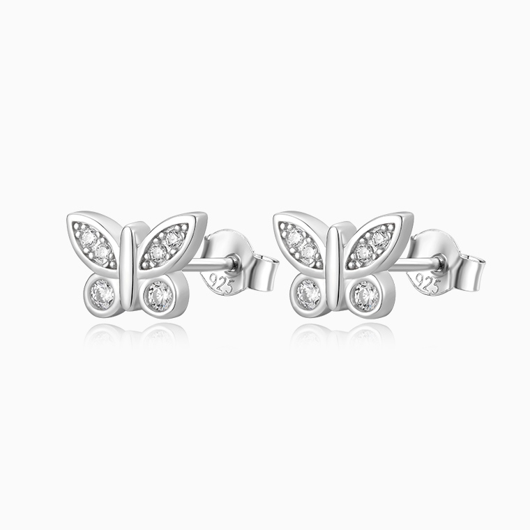 Shining Star Jewelry Women's Sterling Silver Moissanite Butterfly Stud Earrings