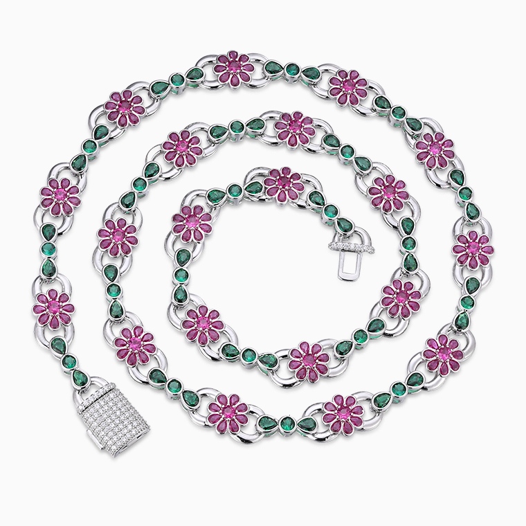 Shining Star Jewelry Hawaiian Holiday Colored Diamond Infinity Flower Necklace Shining Star Jewelry Hawaiian Holiday Colored Diamond Infinity Flower Necklace