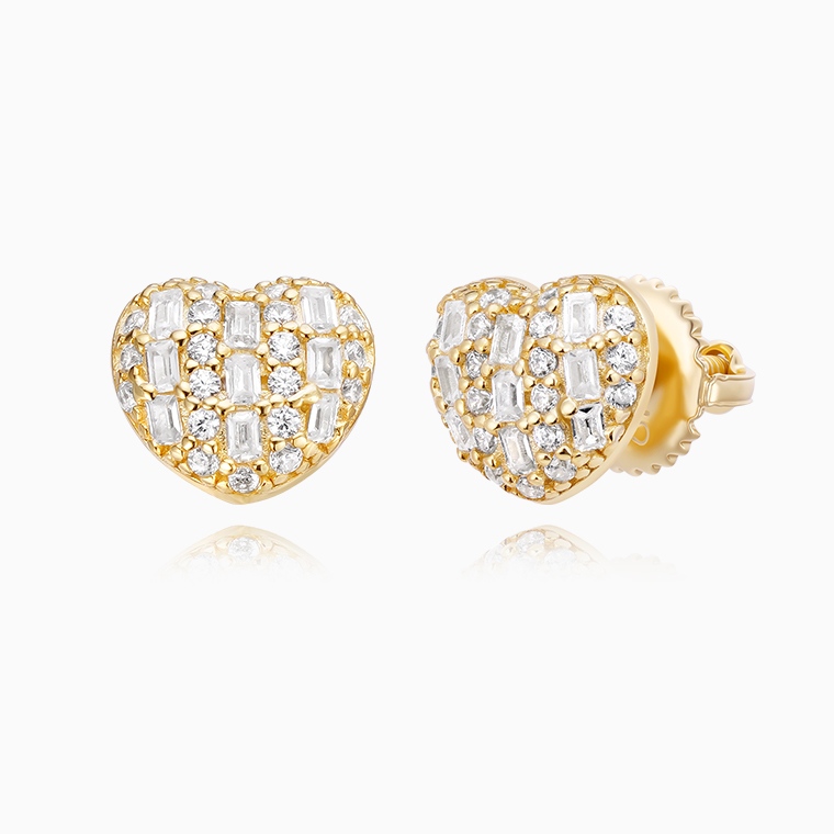 Shining Star Jewelry Classical Cubic Zirconia Hip Hop Heart Shape Stud Earrings