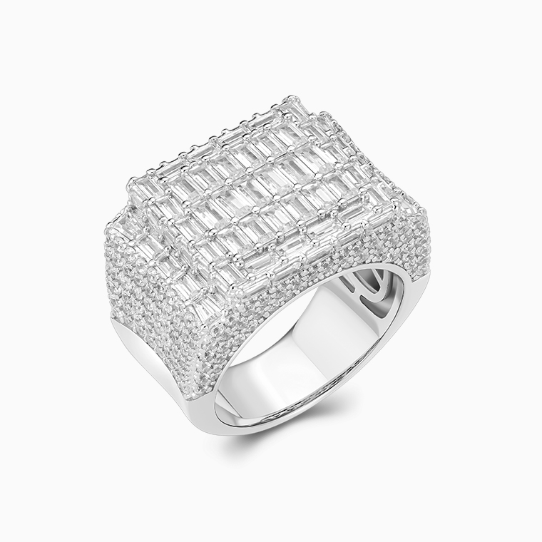 Shining Star Jewelry New Fashion Hiphop Moissanite baguette Cut Men Iced Out Ring