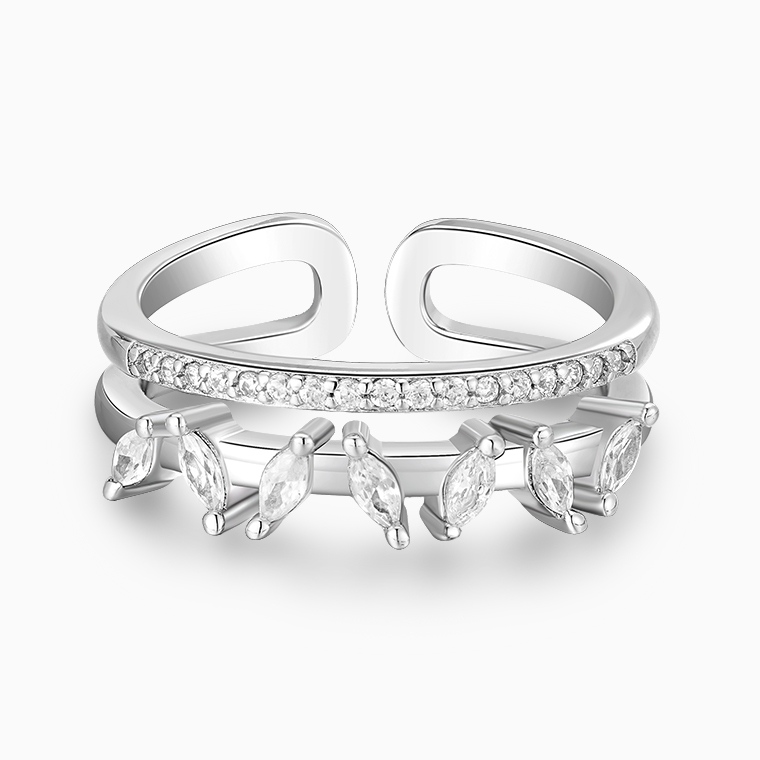 Shining Star Jewelry Women's 925 Sterling Silver Zircon Marquise Cut Open Ring Shining Star Jewelry Women's 925 Sterling Silver Zircon Marquise Cut Open Ring