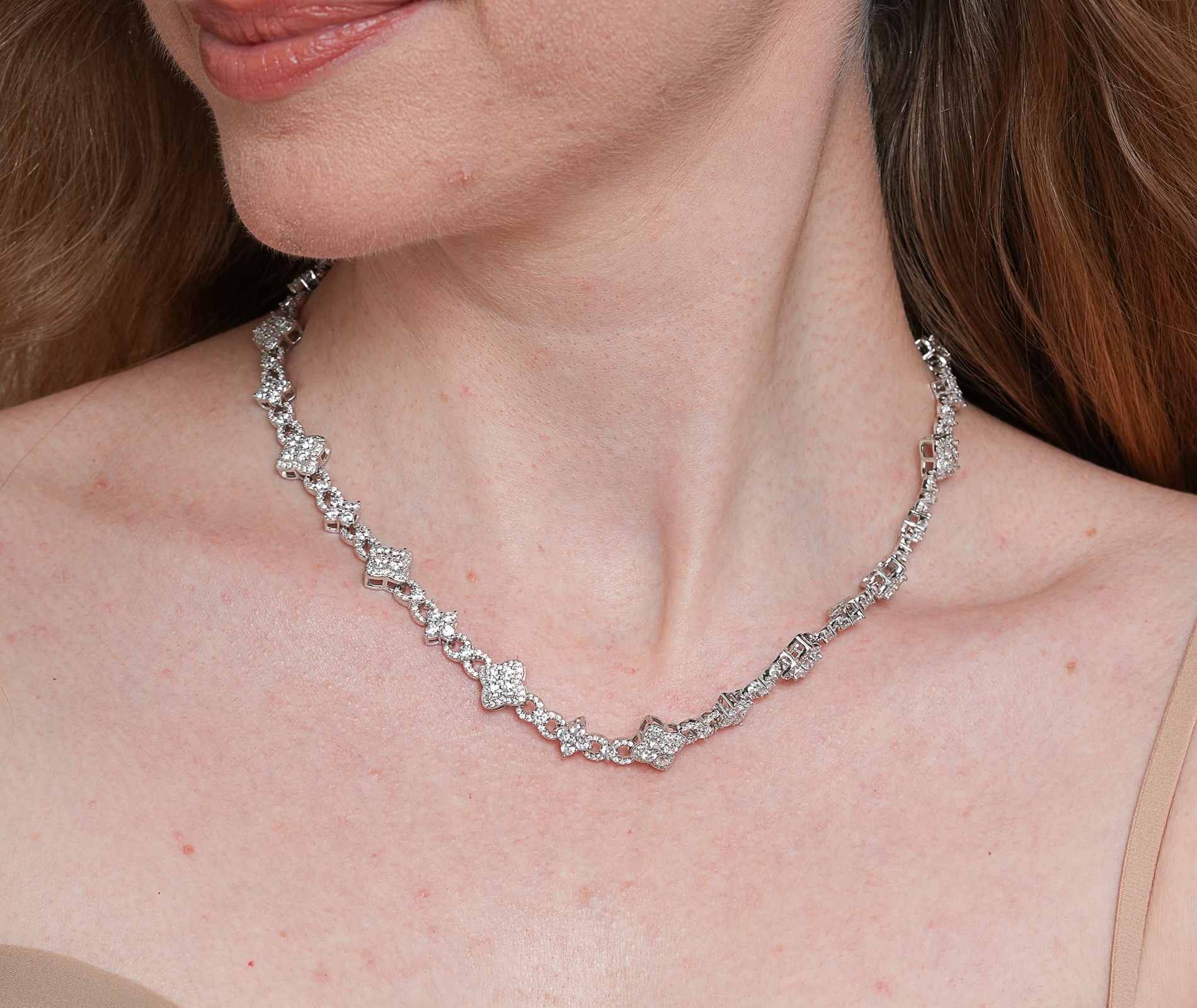 Shining Star Jewelry Hiphop Iced Out CZ Four Leaf Clover Infinity Necklace Women