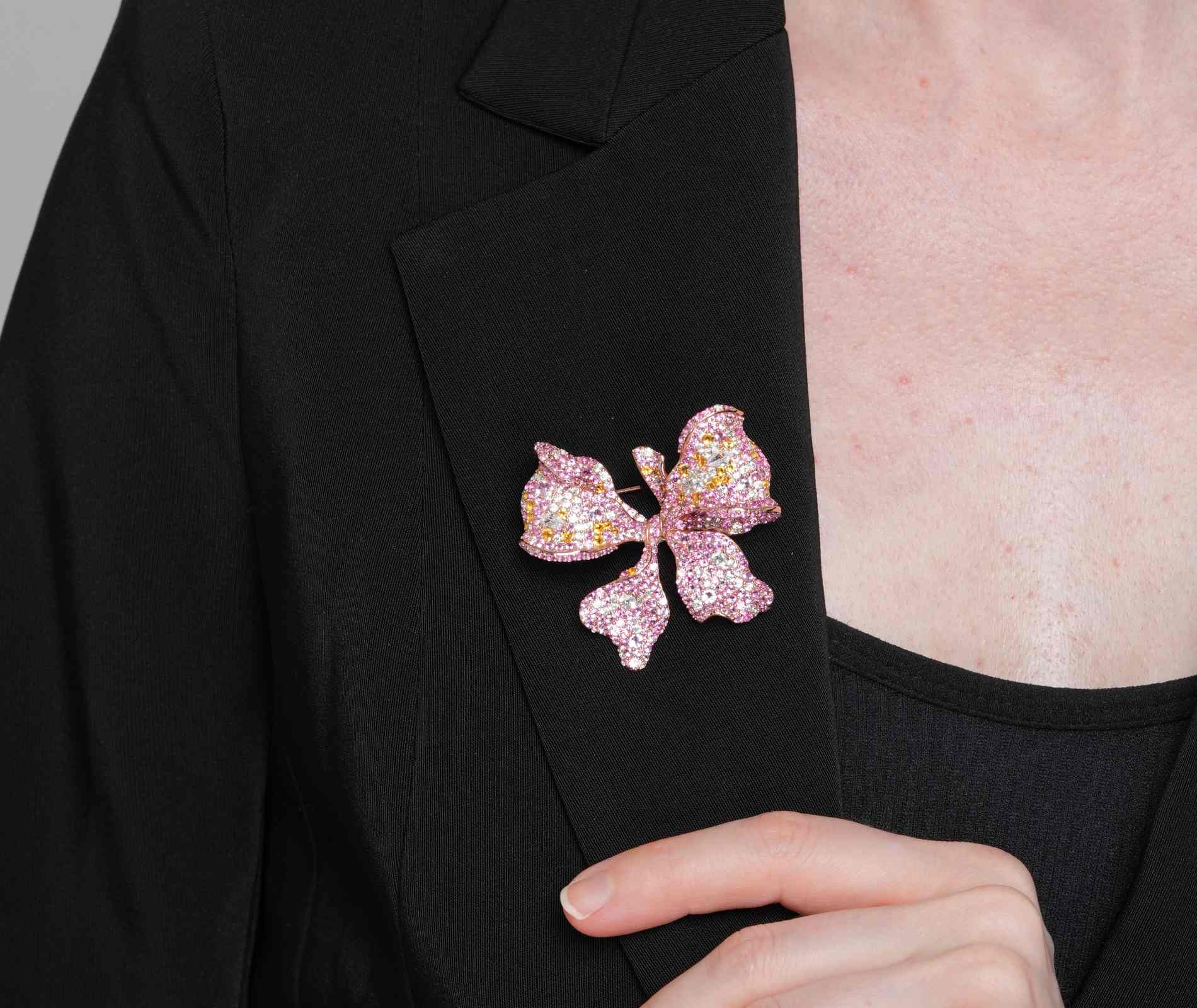 Shining Star Jewelry Charming 925 Silver Iced Out Colored Zircon Bow Brooch Shining Star Jewelry Charming 925 Silver Iced Out Colored Zircon Bow Brooch