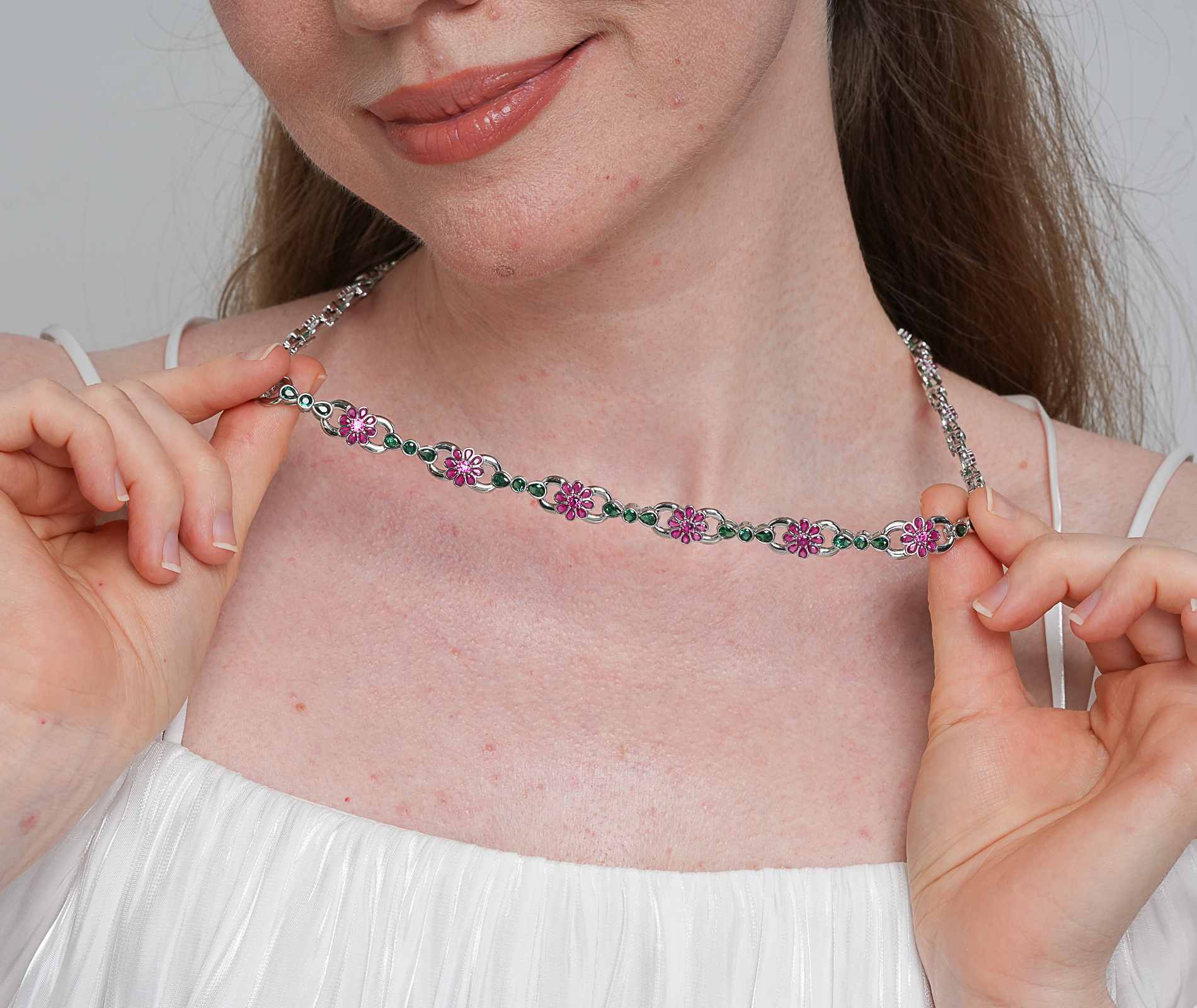 Shining Star Jewelry Hawaiian Holiday Colored Diamond Infinity Flower Necklace Shining Star Jewelry Hawaiian Holiday Colored Diamond Infinity Flower Necklace