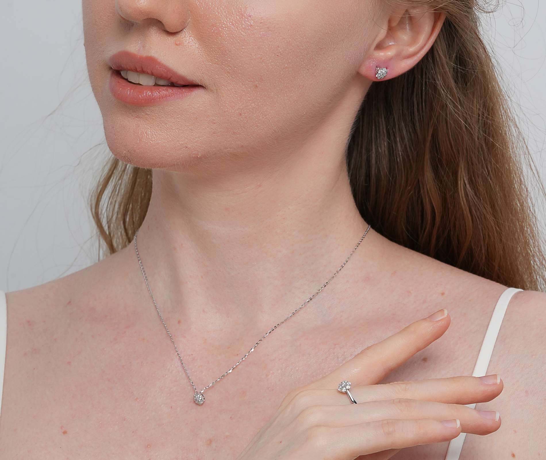 Shining Star Jewelry Cluster Rings Stud Earrings And Necklace Jewelry Set Shining Star Jewelry Cluster Rings Stud Earrings And Necklace Jewelry Set