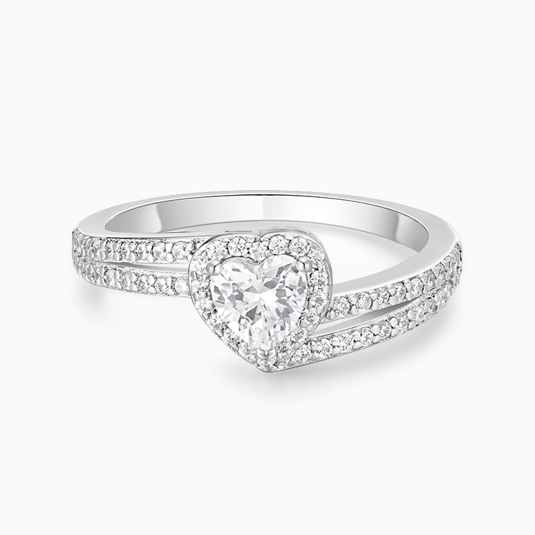 Shining Star Jewelry 0.5ct Moissanite Heart Cut Wedding Band Women's Halo Ring