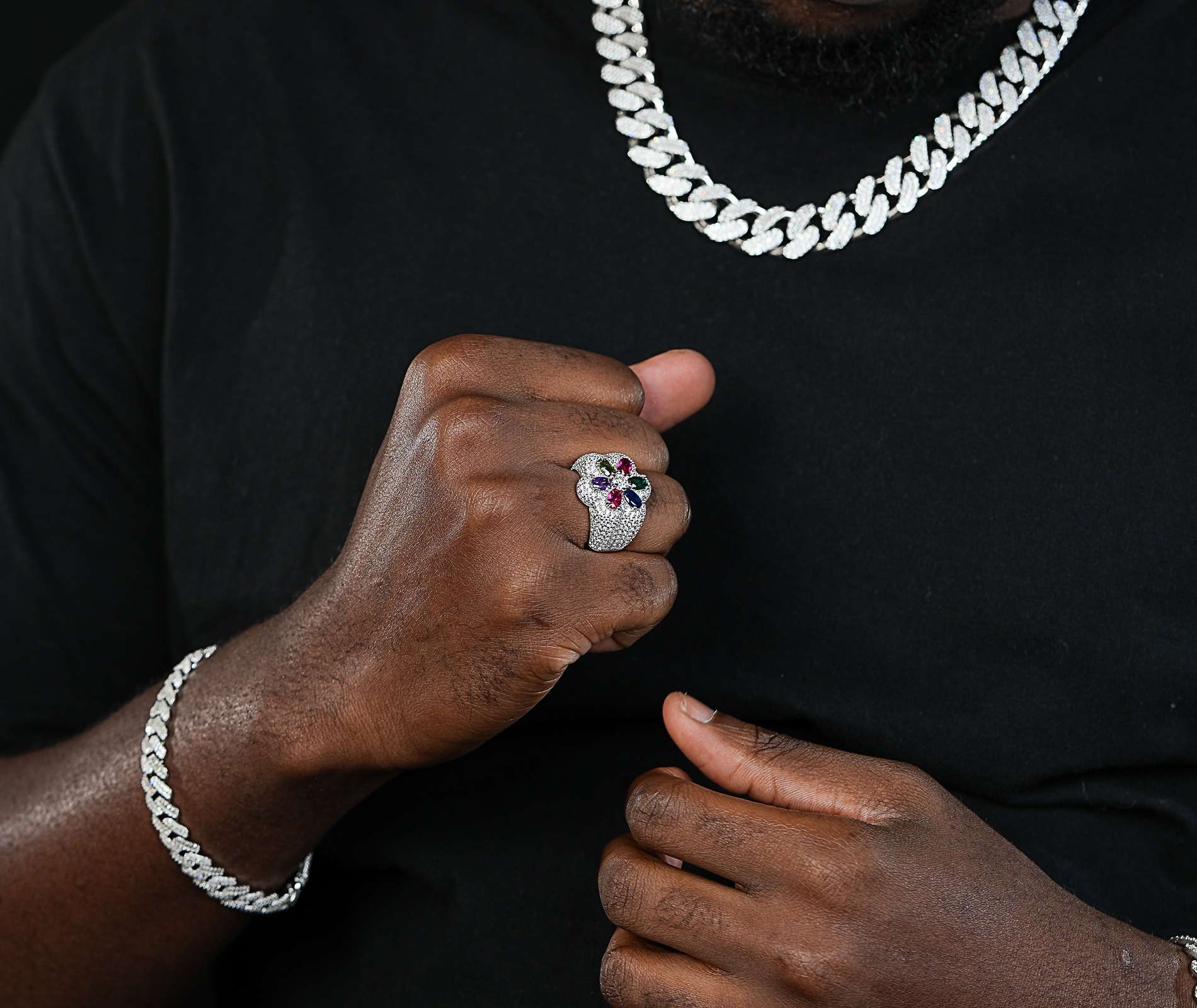 Shining Star Jewelry Mens Flower Rings 925 Sterling Silver Colorful Ring Jewelry