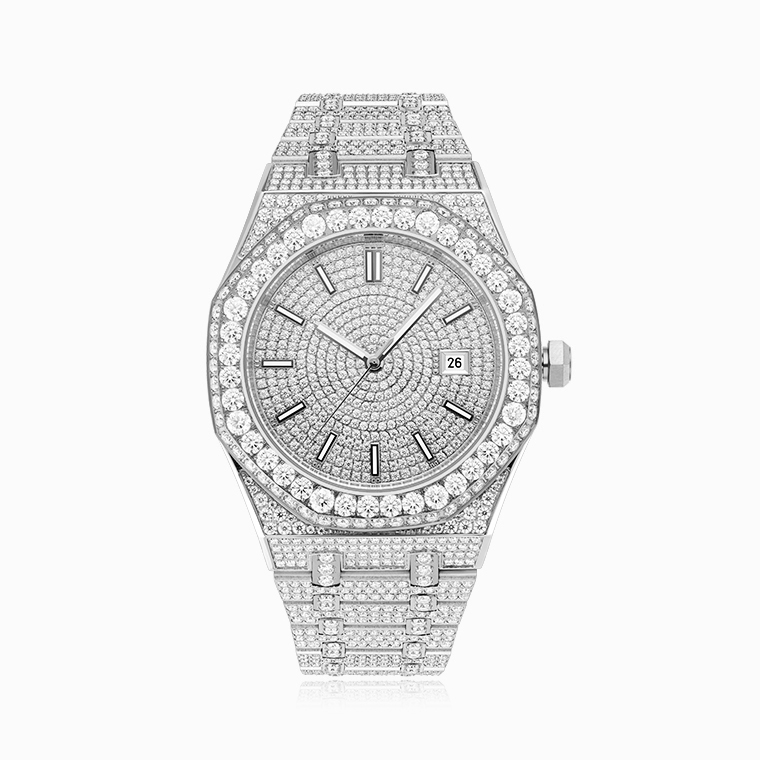 Iced Out Moissanite Mechanical Watch | D/VVS1 Stones-Shining Star