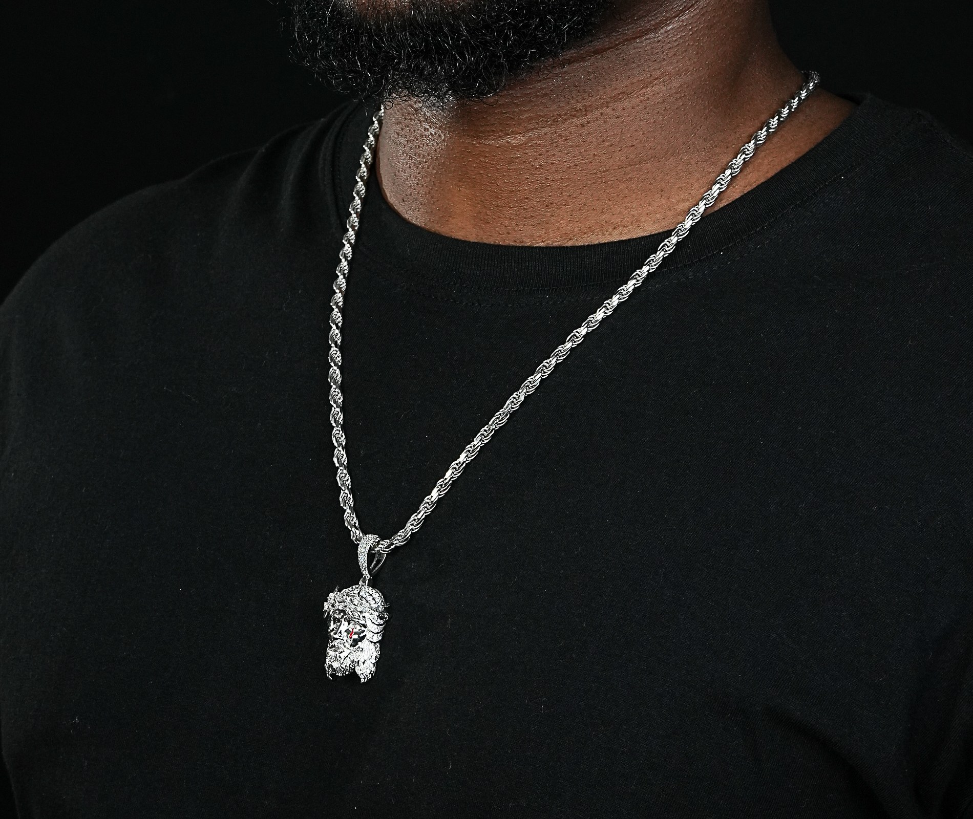 Shining Star Jewelry Trendy Charm Hip Hop 925 Silver Moissanite Jesus Pendant