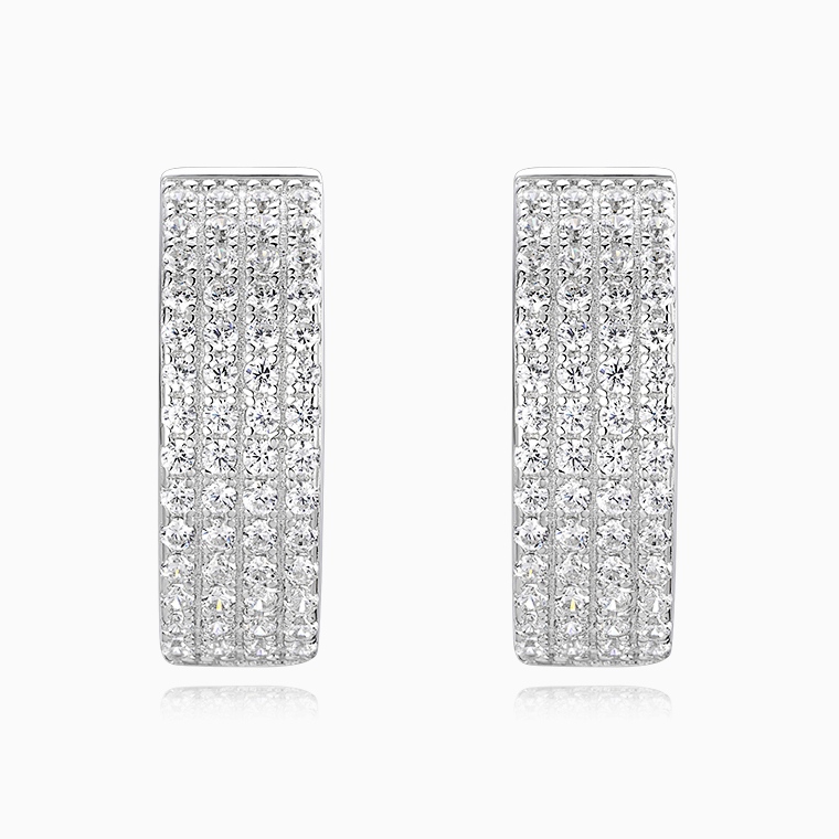 Shining Star Jewelry Fashion Trend 925 Silver Moissanite Huggies Earrings Women