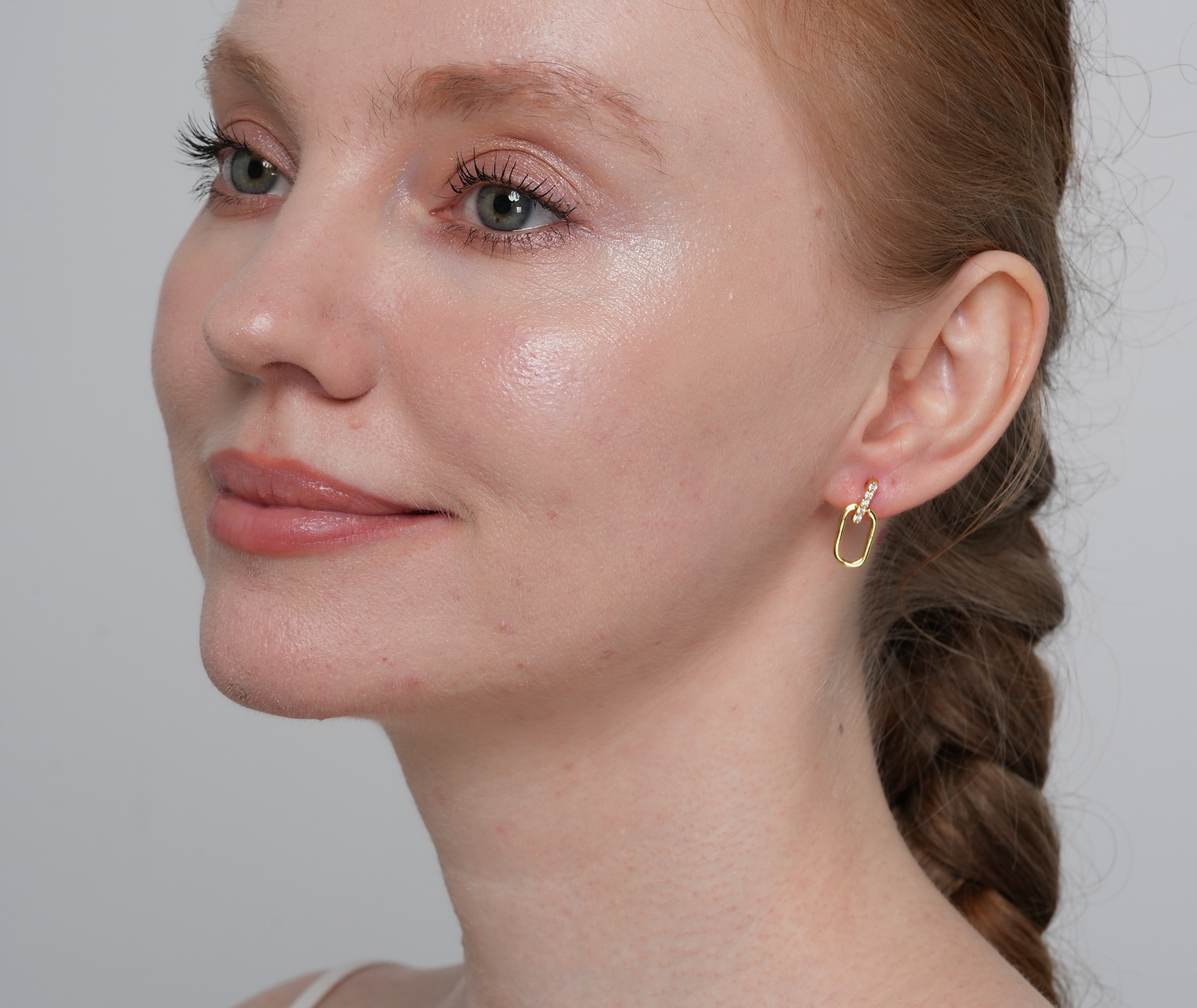 Shining Star Jewelry Simple Daily Style Solid 14K Gold CZ Dangling Stud Earrings