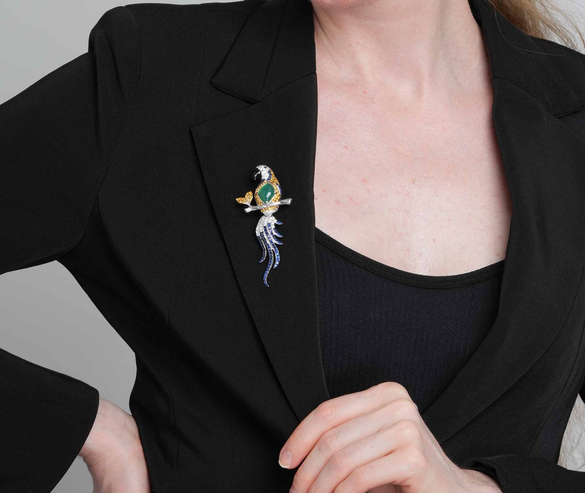 Shining Star Jewelry Women's Luxury 925 Silver Colored Zircon Bird Parrot Brooch Shining Star Jewelry Women's Luxury 925 Silver Colored Zircon Bird Parrot Brooch