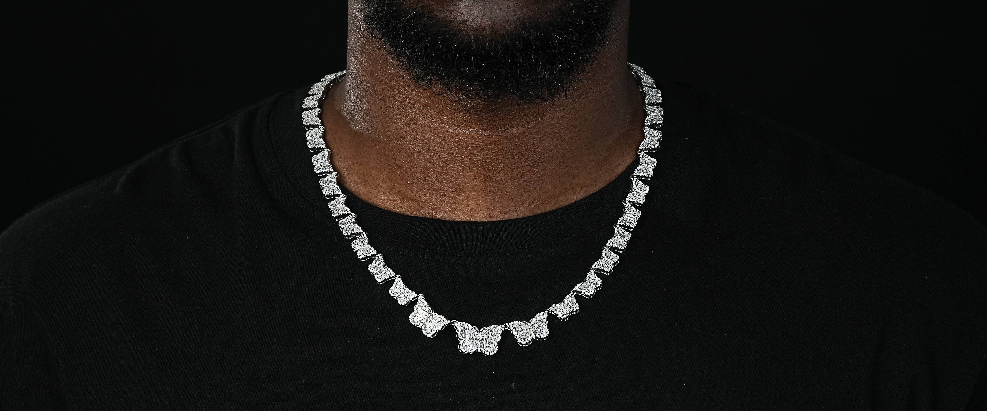 Shining Star Jewelry Bling Moissanite Butterfly Chain Necklace For Women Men