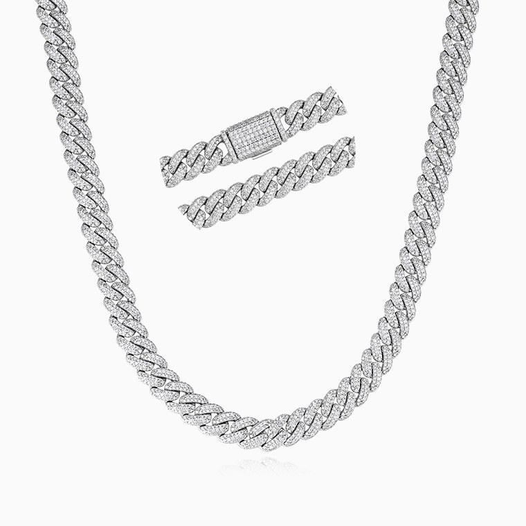 Shining Star Jewelry Men VVS Moissanite Iced Out 10mm Bling Bling Cuban Necklace