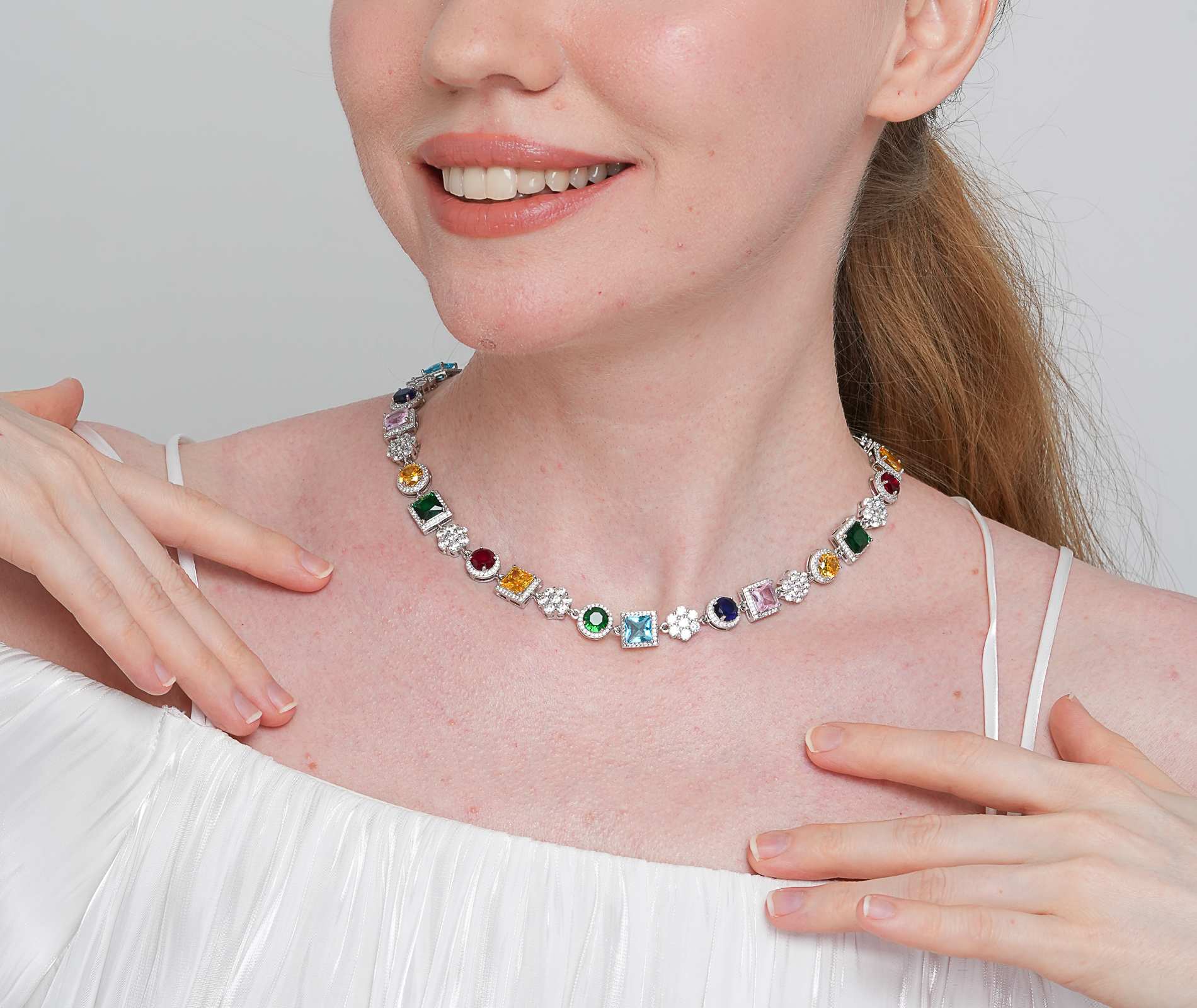 Shining Star Jewelry Chunky Zircon Color Tennis Chain Necklace For Women Shining Star Jewelry Chunky Zircon Color Tennis Chain Necklace For Women