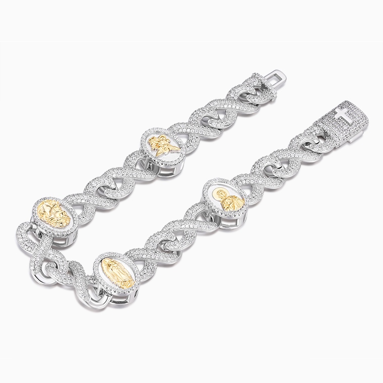Shining Star Jewelry Christian Religious 925 Silver CZ Chunky Infinity Bracelet