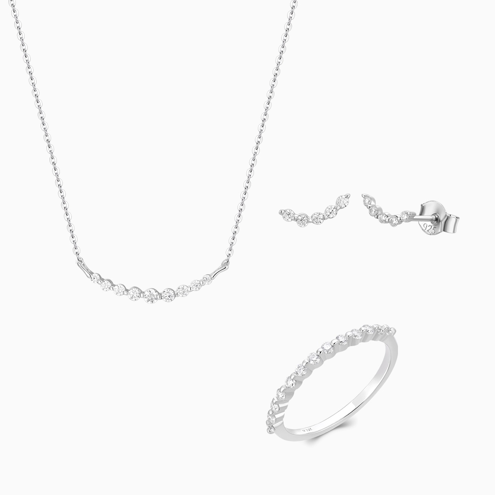 925 Sterling Silver & Moissanite Jewelry Sets
