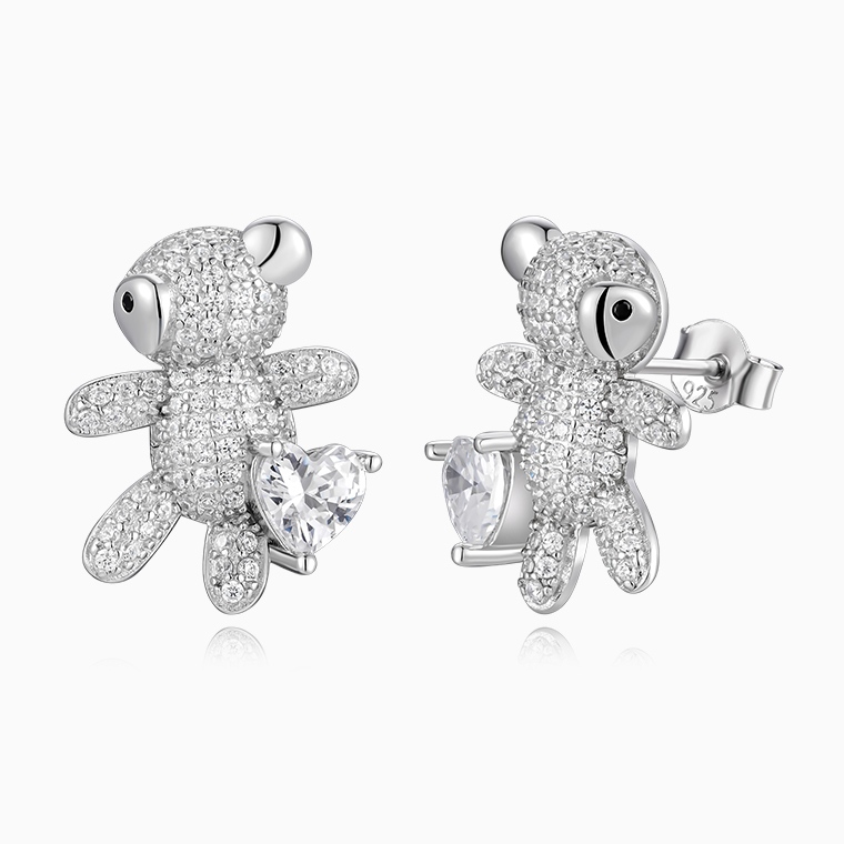 Shining Star Jewelry Women Trendy 925 Silver Iced Out CZ Tortoise Stud Earrings