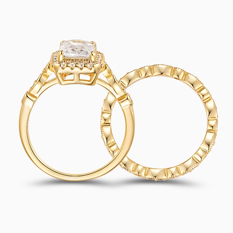 Shining Star Jewelry Luxury Zircon Emerald Cut 14K Solid Gold Couple Rings Shining Star Jewelry Luxury Zircon Emerald Cut 14K Solid Gold Couple Rings