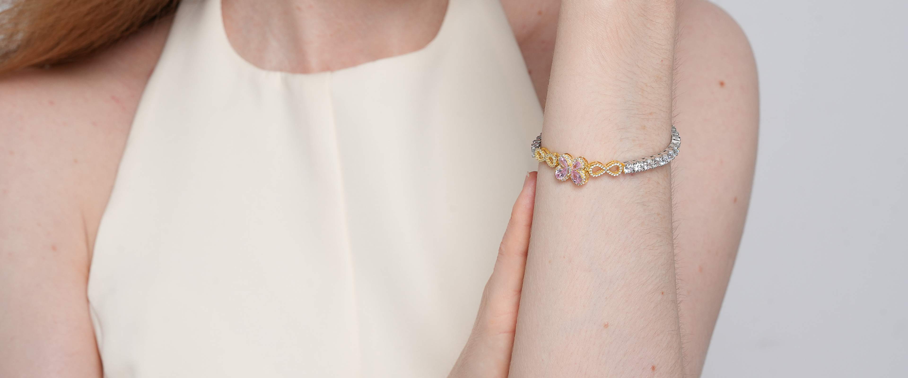 Shining Star Jewelry Colored Zircon Iced Out Two Tone Butterfly Tennis Bracelet Shining Star Jewelry Colored Zircon Iced Out Two Tone Butterfly Tennis Bracelet